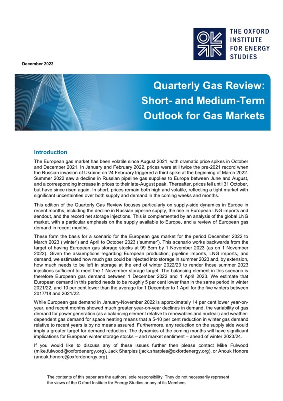 Oxford Energy Gas Quarterly Review