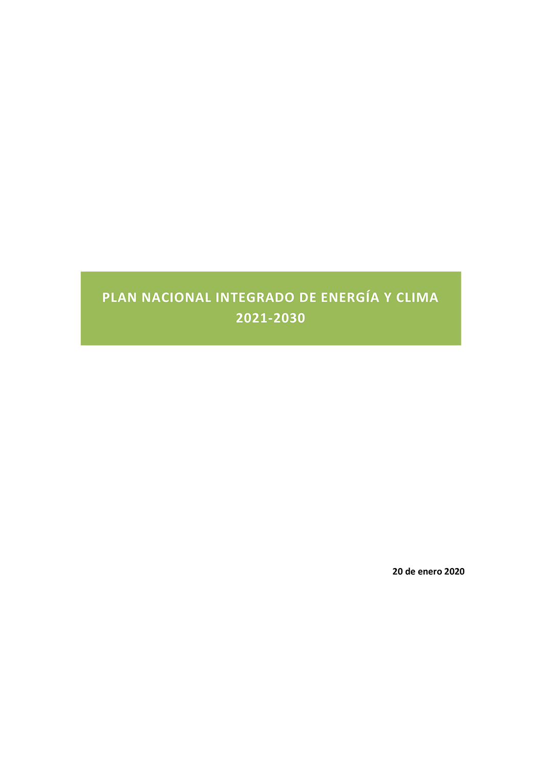 Plan Nacional Integrado de Energía y Clima 2021-2030