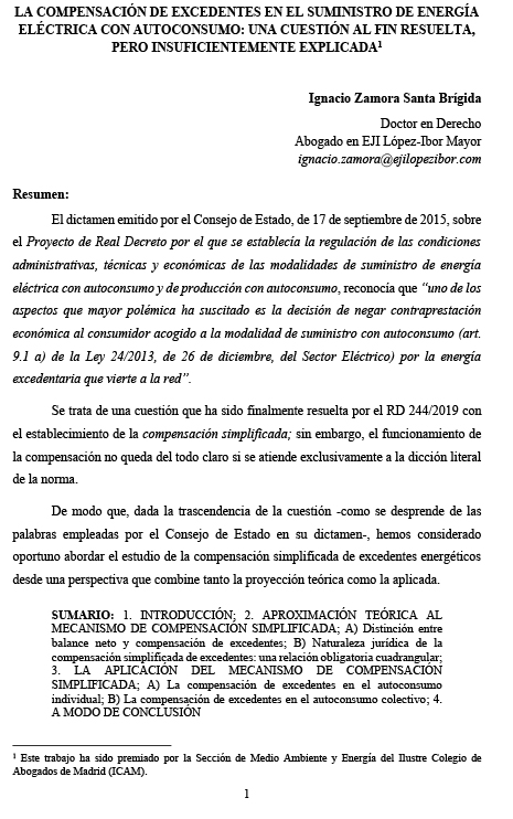 20211025 Ignacio Zamora La compensacion de excedentes en el suministro