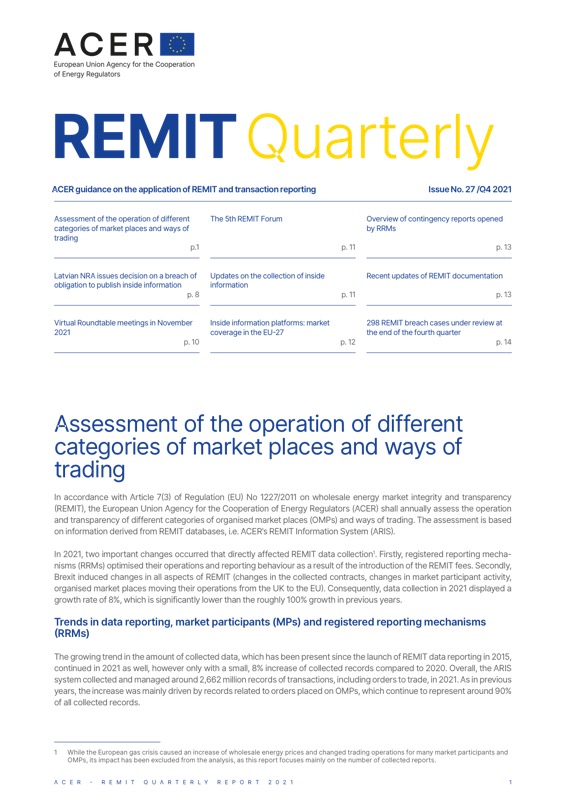 REMIT Quarterly Issue 