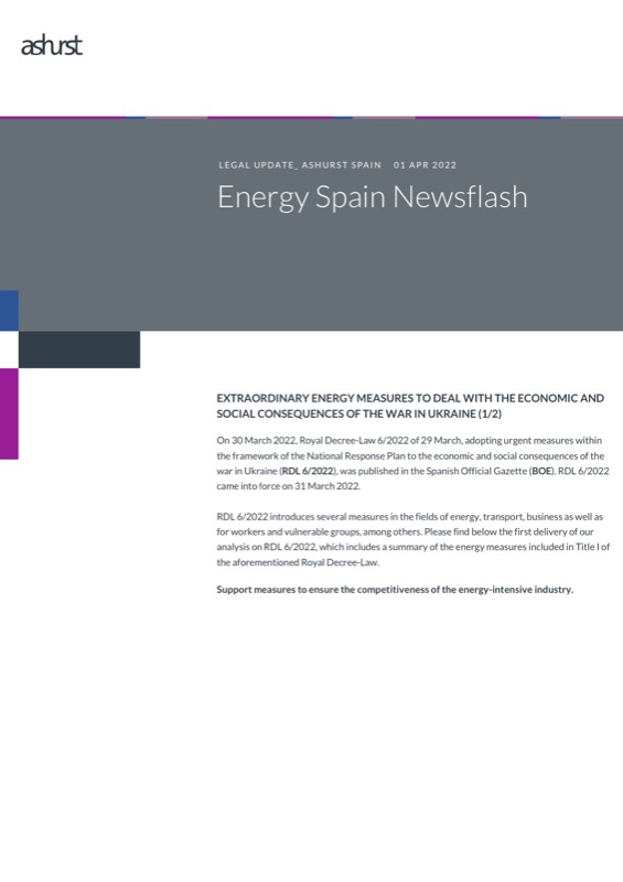 Energy Spain Newsflash Ashurst
